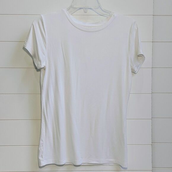 L'Agence Ressi Fitted Crewneck Tee Shirt Women's Size Large White Made in USA - Picture 2 of 8